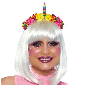 Einhorn Haarreif Regenbogen mit Blumen für Erwachsene
