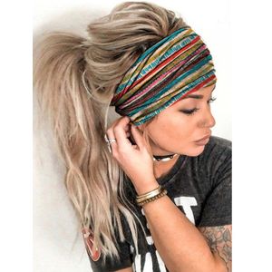 Damen Stirnband Haarband elastisch breit Stretch Sport Yoga Festival Sommer - Design: Gestreift