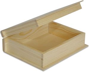 Creative Deco Buchbox Holzbox mit Deckel Holzkiste Kiste | 24 x 19 x 7,5 cm | Buch Box Schatulle | Ideal für Wertsachen, Spielzeuge und Werkzeuge