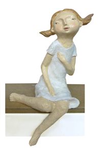 Kantenhocker Mädchen Lucia | Dekofigur Figur Zierfigur | 40 cm | Skulptur Kantensitzer