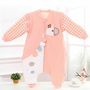 Baby Winterschlafsack mit Beinen Kinder Strampler Schlafanzug Baumwolle Rosa 90