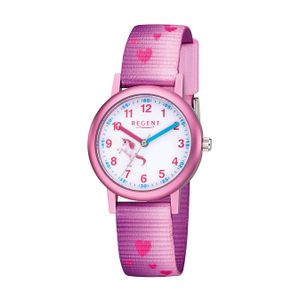 Regent Textil Kinder Uhr F-1207 Analog Armband-Uhr rosa Kinderuhr D2URF1207