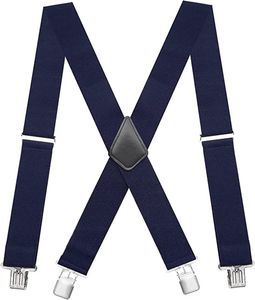 ASKSA Elastische 5cm breite Hosenträger, 4 Starken Clips X-Form,Blau