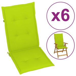 6 Stk. Sitzkissen Gartenstuhlauflage, Indoor Outdoor Stuhlauflagen Hochlehner-Auflage Sitzauflage für stuhl, Hellgrün 120x50x4 cm