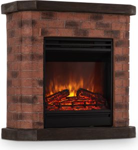 Klarstein Villach - elektrický krb, e-krb, 1800 W, efekt plameňa, kamenný dekor, polystone, diaľkové ovládanie, hnedo-červená