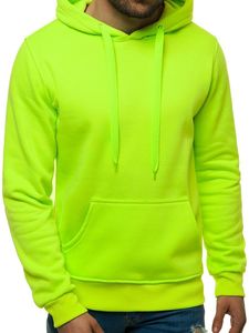 Ozonee Herren-Sweatshirt Rosa mit Kapuze Neongrün L