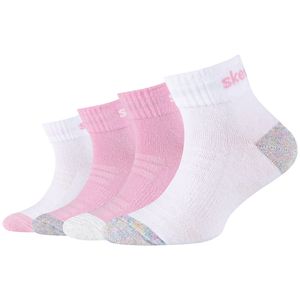 Skechers 4PPK Girls Mesh Ventilation Quarter Socks SK42042-1001, skarpetki, dla dziewczynek, różowe