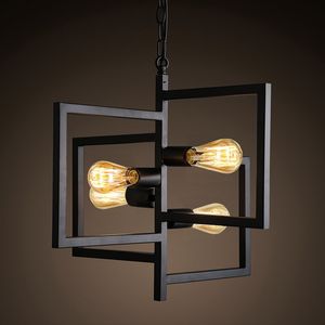 JDONG Hängeleuchte Pendelleuchte im Art Deco Stil 4×E27 klassisch-modern mit Kette Wohnzimmer Deckenleuchte Deckenlampe (schwarz) ohne Glühbirne