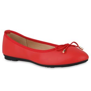 VAN HILL Damen Klassische Ballerinas Slippers Schleifen Schlupf-Schuhe 841217, Farbe: Rot, Größe: 38
