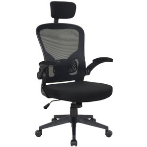 Bürostuhl Ergonomisch  Drehstuhl Schreibtischstuhl Mesh Netzstoff office Stuhl, Farbe:Schwarz mit Kopfstütze