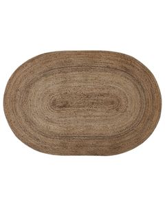 BELIANI Teppich Beige Jute Oval 100x150 cm Handgewebt Boho Kurzhaar Kurzflor für Fußbodenheizung Esszimmer Wohnzimmer Schlafzimmer Ausstattung