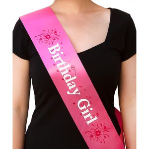 Oblique Unique Schärpe Birthday Girl Geburtstag Party Feier Geburtstagsfeier pink