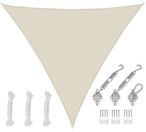 5x5x5 Sonnensegel Dreieckig Wasserdicht - Sonnenschutz Segel Set mit Befestigung