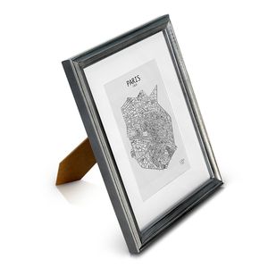 Shabby Chic Bilderrahmen 20x25 cm - mit Passepartout für 13x18 Fotos - Glasfront - 2 cm Rahmenbreite - Echtholz - Silber
