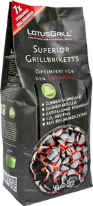 LotusGrill Superior BBQ-Briquettes 3KG - CO2 neutrálne, rýchle zapaľovanie, + doba horenia