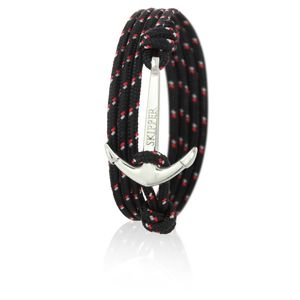 Skipper Anker-Armband Wickelarmband Nylon in Schwarz/Rot mit Silbernem Anker 6973