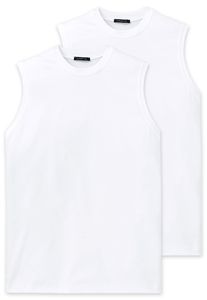 SCHIESSER Herren Muscle Shirt 2er Pack - Rundhals, Singlet, ärmellos, Doppelpack Weiß 5 (Gr. Medium)