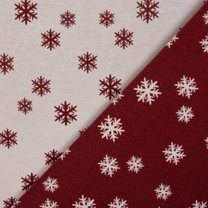 Dekostoff Jacquard Wendestoff Weihnachten Schneeflocken weiß rot 1,4m