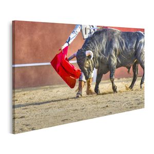 Bild auf Leinwand Bekämpfung Der Stier Bild Aus Spanien Black Stier  Wandbild Leinwandbild Wand Bilder Poster 100x57cm 1-teilig