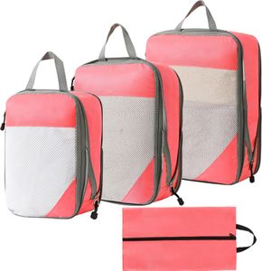 MODFU 4 Stück Packing Cubes Kleidertaschen Koffer Organizer, Rose Rot