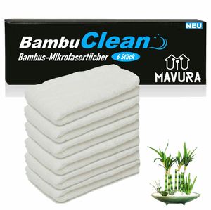 BambuClean Bambustücher Premium Bambus Mikrofasertücher Kristall Allzweck 95%
