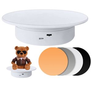Elektrischer Drehteller, 360 Grad drehbar, Produktfotografie-Display, wiederaufladbar, Fernbedienung, 3 kg Lager, weiß