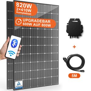 Hanstars Solarpanel, Solaranlage 820/800W Balkonkraftwerk Komplettset(Micro-Wechselrichter Wifi Upgradebar Drosselbar, 2x410W Solarmodu, einsatzbereit