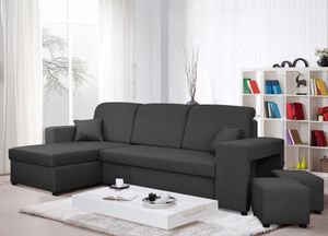 Ecksofa ALEX mit Schlaffunktion und Bettkasten - Couch Sofa L-Form - universal links / rechts - Dunkelgrau