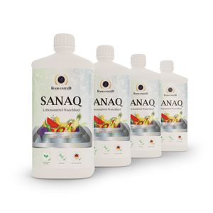 Food-United 5000ml Sanaq Säuerungsmittelmischung-Frischhaltung für Lebensmittel, Waschbadzusatz Denaturierung von Eiweißketten bei Bakterien Viren Hefen Pilzen auf Obst Gemüse Sprosse Salat Beere