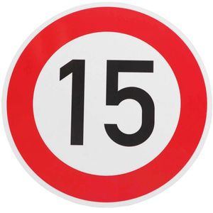 ORIGINAL Verkehrzeichen 15 KM/H Schild Nr. 250 (m. Sondertext) Verkehrsschild Straßenschild Schild Straßenzeichen Metall zum 15. Geburtstag als 15km Geburtstagsschild 42 cm Metall