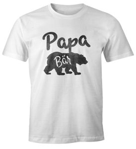 Papa Bär Shirt Herren T-Shirt Watercolor Bären Familie Moonworks® Papa weiß 4XL