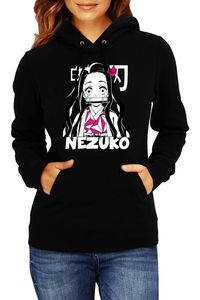 Nezuko Sister Damska bluza z kapturem Sweatshirt Demon Slayer Kimetsu no Yaiba Anime Manga Comics Japan Animation, Lady  L / Czarny