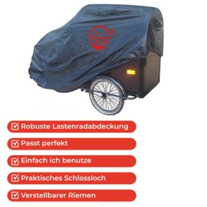 CUHOC - Lastenrad Abdeckung für Gazelle Makki Load - Cargo Bike Abdeckung Schwarz - Fahrradabdeckung für Lastenrad - Elektrofahrrad Abdeckung Redlabel