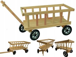 COIL Leiterwagen, Handwagen, Spielzeug-Kinderwagen, Handgefertigt aus Holz, Bollerwagen, Gartendekorationen, Schwenkbare Vorderrader, Selbstmontage, großer