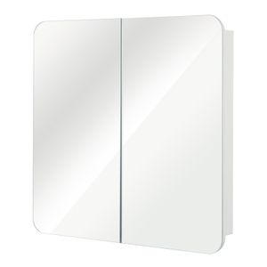 Meerveil Spiegelschrank 68 x 12.9 x 66 cm mit 2 Türen Hängeschrank Badezimmerspiegel weiß