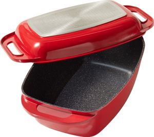STONELINE® Bräter Schmortopf 43x26 cm Rot | mit Deckel