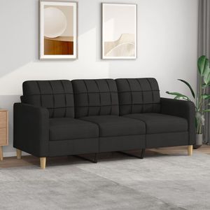 Ankonbej 3-Sitzer-Sofa Schwarz 180 cm Stoff