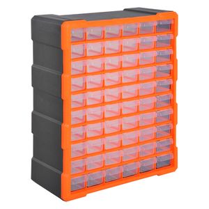 DURHAND Sortierkasten Kleinteilemagazin Teile Box Aufbewahrungsbox 60 Fächer Orange L38 x B16 x H47,5 cm