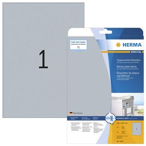 HERMA Typenschild-Etiketten SPECIAL 210 x 297 mm silber 10 Etiketten