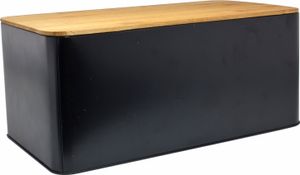 Brotkasten - Schwarz - Aluminium - 31 x 13 cm - mit Holzdeckel