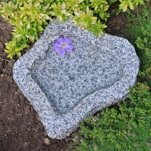 CLGarden Granit Vogeltränke frostsicher Vogelbad Naturform Winterfest Schale Tränke Natur Stein