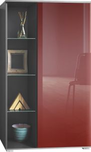 Vladon Vitrine Davos,  Germany, Standvitrine mit 3 Glasböden und 8 Fächer, Anthrazit matt/Bordeaux Hochglanz  (71,5 x 134 x 35 cm)