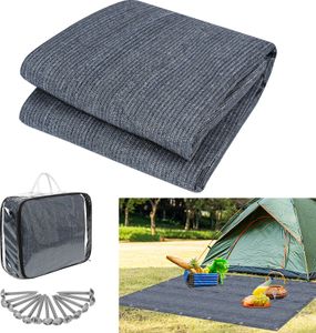YUENFONG Markýza koberec kempování rohož markýza koberec, koberec stan koberec z HDPE s oky & kolíky, pro venkovní kempování kryté hry, šedomodrá, 4×6m