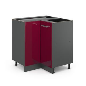 Vicco Eckschrank R-Line, 75.6 cm ohne Arbeitsplatte, Bordeaux Hochglanz/Anthrazit