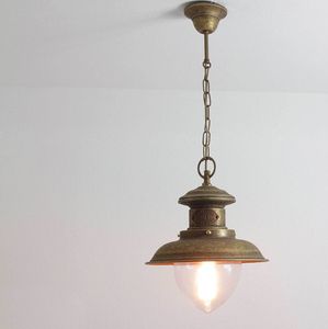 Hängeleuchte außen Garten Haus IP44 Bronze E27 Ø 30 cm Glas Echt-Messing Maritim Außenlampe