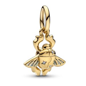 Pandora x Disney Charm 762345C01 Aladdin - Scarab Beetle - 14 Karat Gelbgold beschichtet - Zirkonia - Emaille