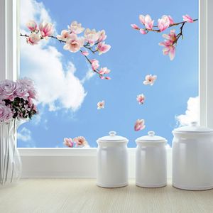 Crearreda magnolia Fensteraufkleber 62 x 31 cm Vinyl 11 Stk, Farbe:Rosa,Weiß