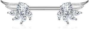 Brustwarzen Piercing Nippelpiercing Brustpiercing Engelsflügel Zirkonia Kristall Autiga® silber-klar