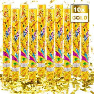 Konfettikanone - XXL Party Popper - Gold Lametta Metallic 60cm - 10 Stk