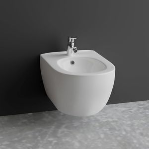 Alpenberger Bidet mit Armatur | Hänge-Bidet mit Einhebel-Bidetmischer | Wand Bidet Sitzbecken | Bidetdusche Keramikschüssel mit Überlauf | Bide Waschbeckendusche Intimdusche Popodusche